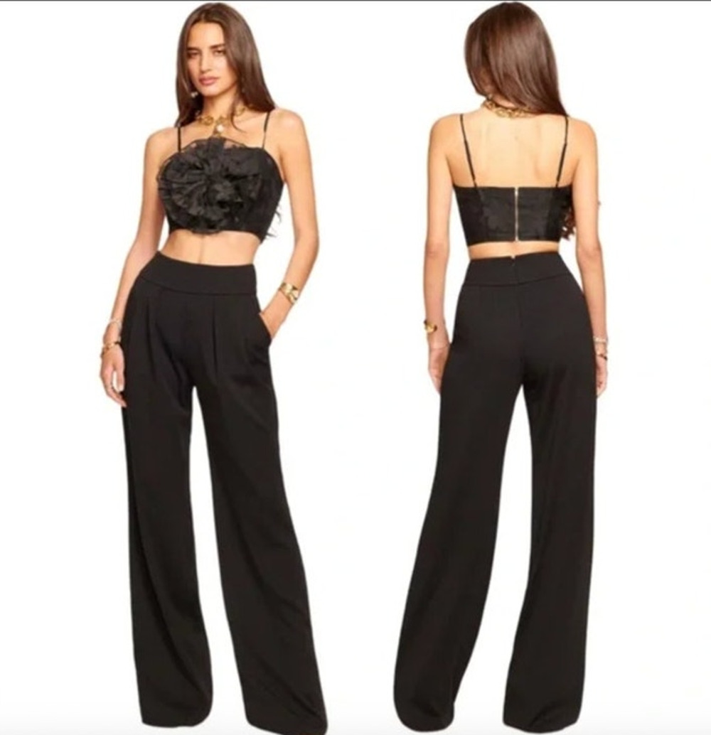 RAMY BROOK Pants NEW Size 2 Ava Pant Black Slack Pockets Straight Leg Relaxed